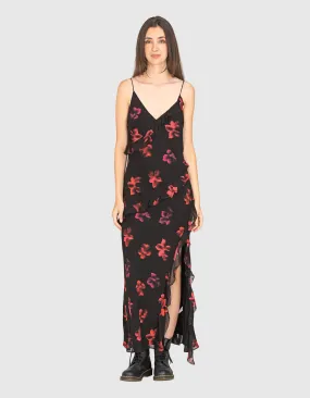 RAILS Kariselle Dark Azalea // Gemustertes Maxi-Kleid mit Seitenschlitz